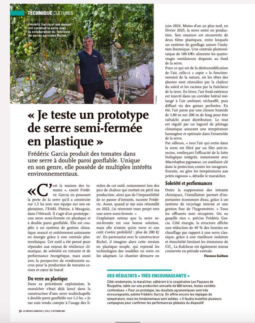 Project Phenix, a semi-closed greenhouse with impressive yields.